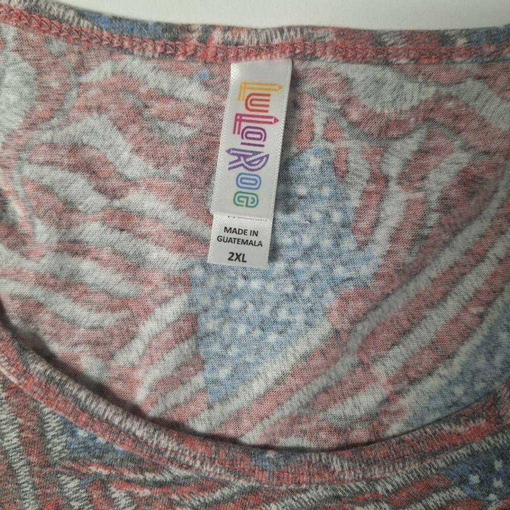 Lularoe Flag Tee Shirt Womens Plus Size 2XL Faded Style Short Sleeve - Picture 6 of 8
